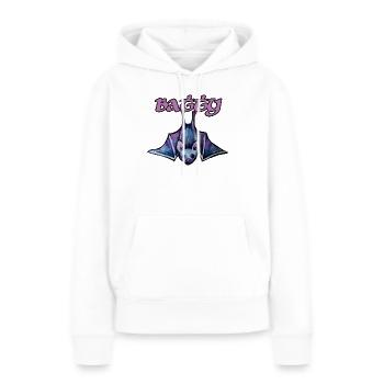 Illustration de chauve-souris néon Batty - Sweat à capuche Premium bio Femme - blanc - Devant - Julia (174cm)