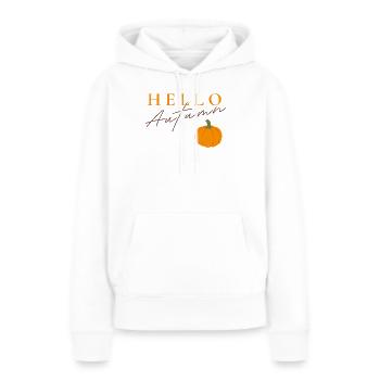 Bonjour Autumn | Motif de citrouille d’automne - Sweat à capuche Premium bio Femme - blanc - Devant - Julia (174cm)