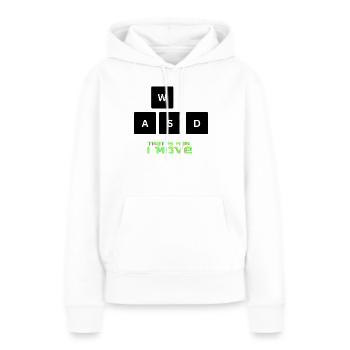 T-shirt WASD Gamer C’est comme ça que je bouge - Sweat à capuche Premium bio Femme - blanc - Devant - Julia (174cm)