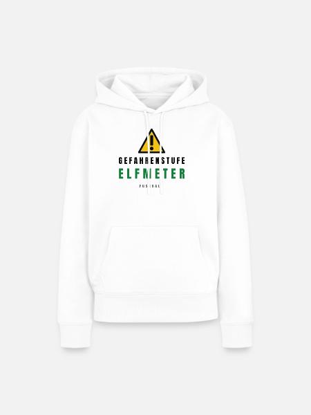 Gefahrenstufe Elf Meter Fußball - Frauen Premium Bio Hoodie - Weiß