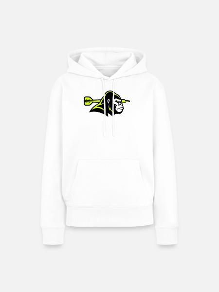 Gorilla Dart Pfeil Maskottchen - Frauen Premium Bio Hoodie - Weiß
