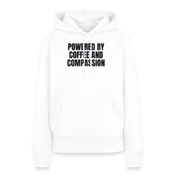 Propulsés par le café et la compassion - Krankenschweste - Sweat à capuche Premium bio Femme - blanc - Devant - Julia (174cm)