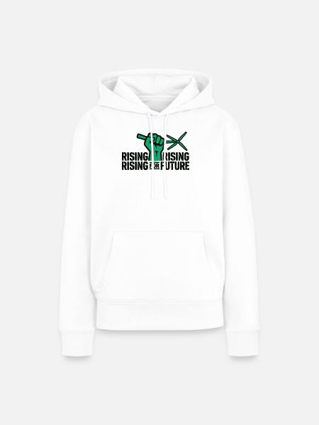 Klima Windrad Hand Logo - Frauen Premium Bio Hoodie - Weiß