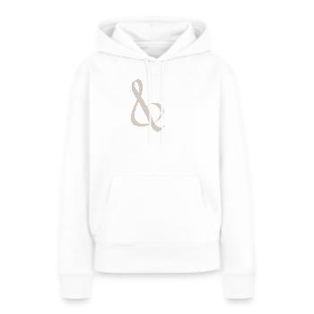 Ampersand marron en motif à points - Sweat à capuche Premium bio Femme - blanc - Devant - Julia (174cm)