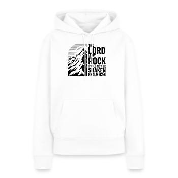 Le Seigneur est mon roc Psaume 62 - Sweat à capuche Premium bio Femme - blanc - Devant - Julia (174cm)