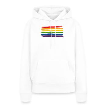 Rayures arc-en-ciel LGBTQIA+- - Sweat à capuche Premium bio Femme - blanc - Devant - Julia (174cm)