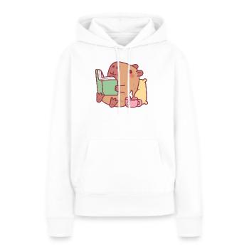 Niedliche Capybara entspannt und liest ein Buch - Frauen Premium Bio Hoodie - Weiß - Vorne - Julia (174cm)
