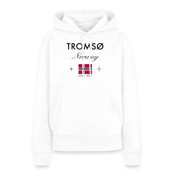Tromsø Norwegen Koordinaten Reise Souvenir - Frauen Premium Bio Hoodie - Weiß - Vorne - Julia (174cm)
