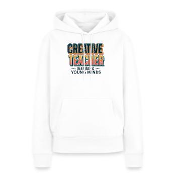 Prof créatif rétro vintage - Sweat à capuche Premium bio Femme - blanc - Devant - Julia (174cm)