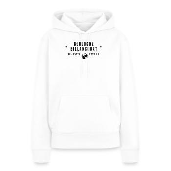 Boulogne Billancourt GPS-Koordinaten Globus - Frauen Premium Bio Hoodie - Weiß - Vorne - Julia (174cm)