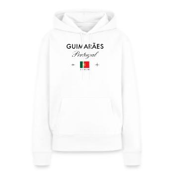 Guimaraes Portugal Koordinaten Reise Souvenir - Frauen Premium Bio Hoodie - Weiß - Vorne - Julia (174cm)