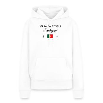 Serra da Estrela Portugal Koordinaten Reise - Frauen Premium Bio Hoodie - Weiß - Vorne - Julia (174cm)