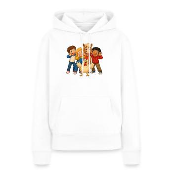 Kinder machen Grimassen mit lustigen Hoftieren - Frauen Premium Bio Hoodie - Weiß - Vorne - Julia (174cm)