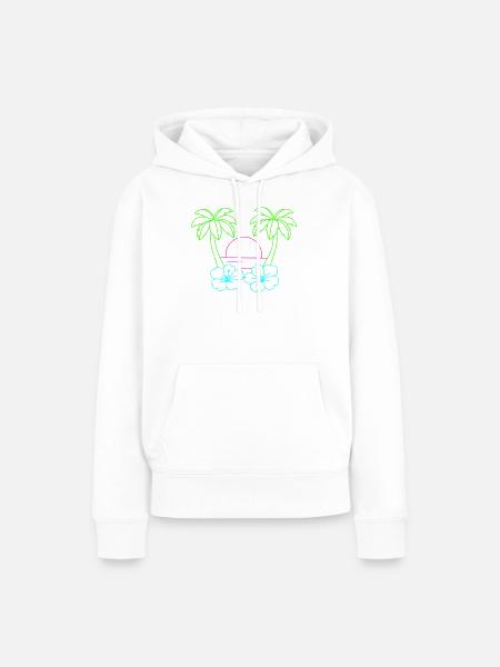 Neon Tropenstrand Sonnenuntergang - Frauen Premium Bio Hoodie - Weiß