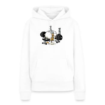 Egg Bodybuilder | Humor-Bodybuilding - Frauen Premium Bio Hoodie - Weiß - Vorne - Julia (174cm)