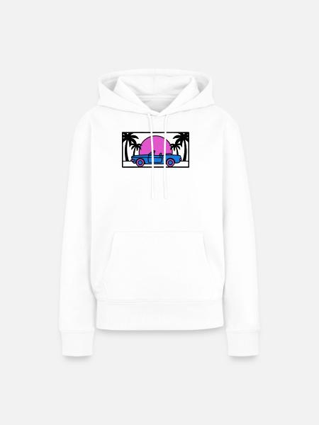 Cabrio Palmen Sunset Grafik - Frauen Premium Bio Hoodie - Weiß