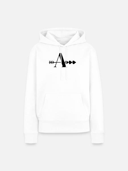 Herz-Pfeil-Brief - Frauen Premium Bio Hoodie - Weiß