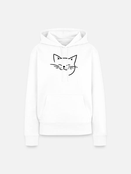 Strahlendes Katzengesicht mit Schnurrhaaren - Frauen Premium Bio Hoodie - Weiß