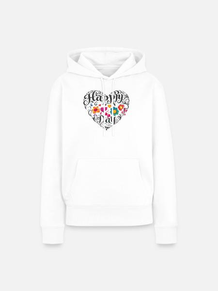 Blumenherz Happy Day - Frauen Premium Bio Hoodie - Weiß
