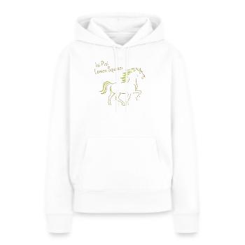 Isi Pisi Lemon Squeezi - Citron - par Maison Bichon - Sweat à capuche Premium bio Femme - blanc - Devant - Julia (174cm)