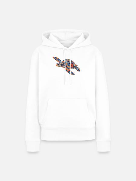 Patchwork Schildkröte Blumenmuster - Frauen Premium Bio Hoodie - Weiß
