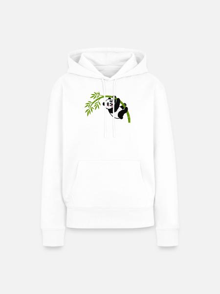 Panda hängt am Bambusbogen - Frauen Premium Bio Hoodie - Weiß