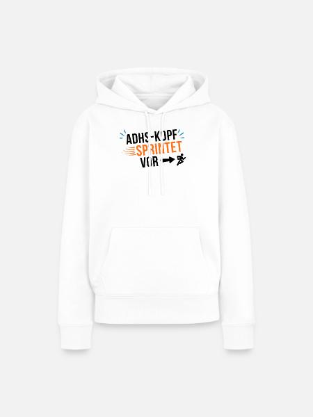 ADHS-Kopf sprintet vor - Frauen Premium Bio Hoodie - Weiß