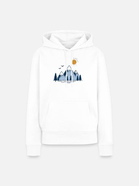 Berglandschaft mit Sonne und Tannen - Frauen Premium Bio Hoodie - Weiß