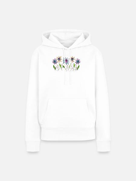 Blumen - Frauen Premium Bio Hoodie - Weiß