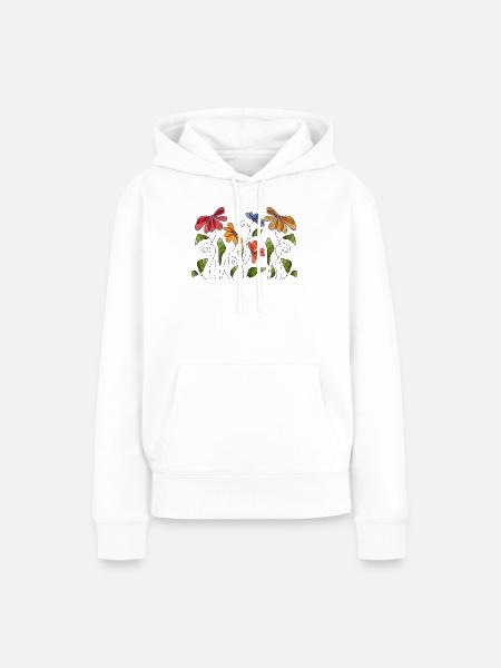 Blumen - Frauen Premium Bio Hoodie - Weiß