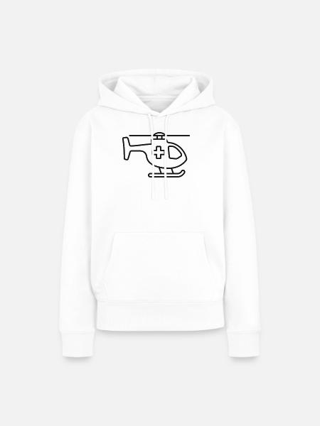 Medizinisches Rettungshubschrauber-Liniensymbol - Frauen Premium Bio Hoodie - Weiß