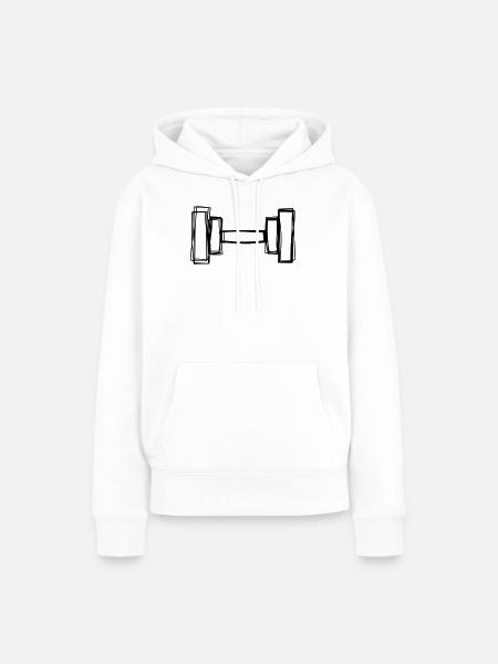 Hantel handgezeichnet - Frauen Premium Bio Hoodie - Weiß