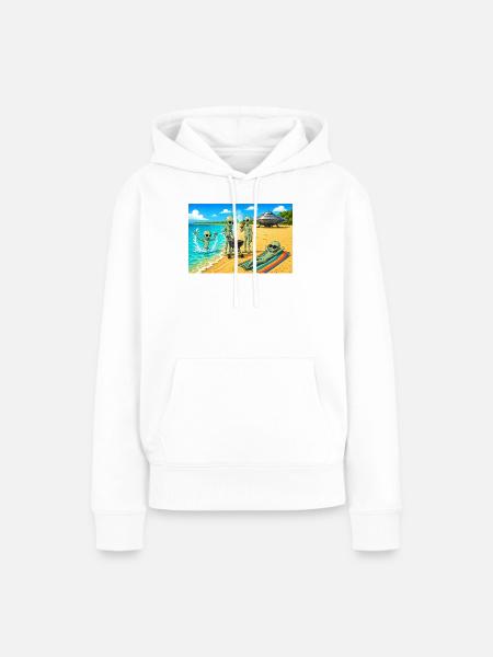 Alien Beach BBQ Day - Frauen Premium Bio Hoodie - Weiß