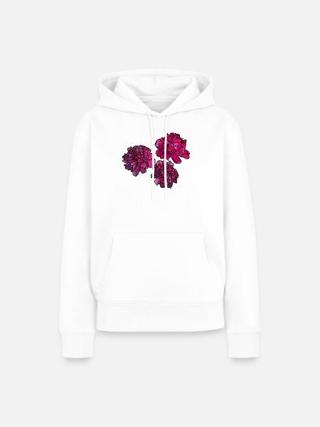 Pfingstrosen - Frauen Premium Bio Hoodie - Weiß
