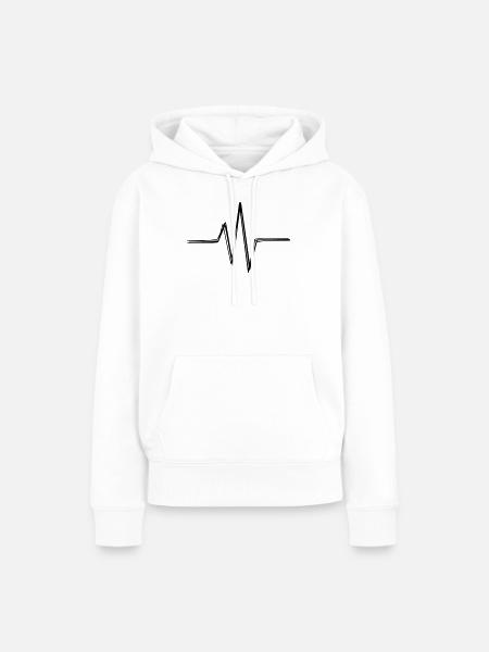 Herzschlag handgezeichnet - Frauen Premium Bio Hoodie - Weiß