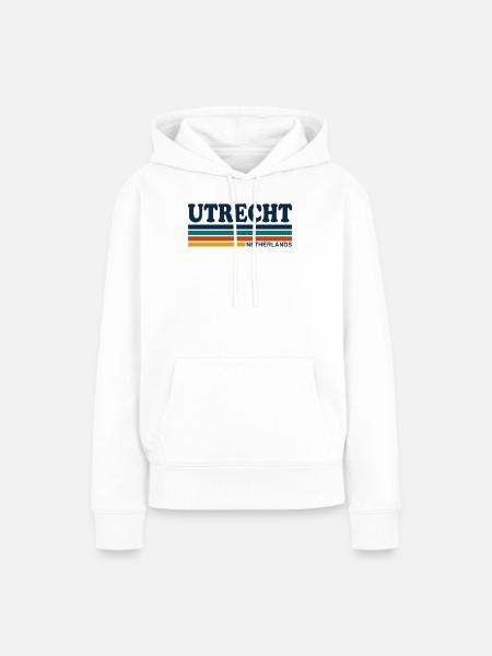 Utrecht Niederlande Retro-Streifen - Frauen Premium Bio Hoodie - Weiß