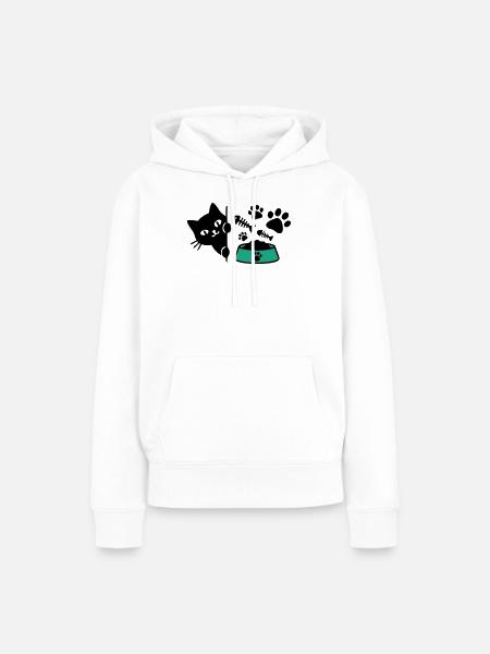 Katze Futternapf Grafik - Frauen Premium Bio Hoodie - Weiß