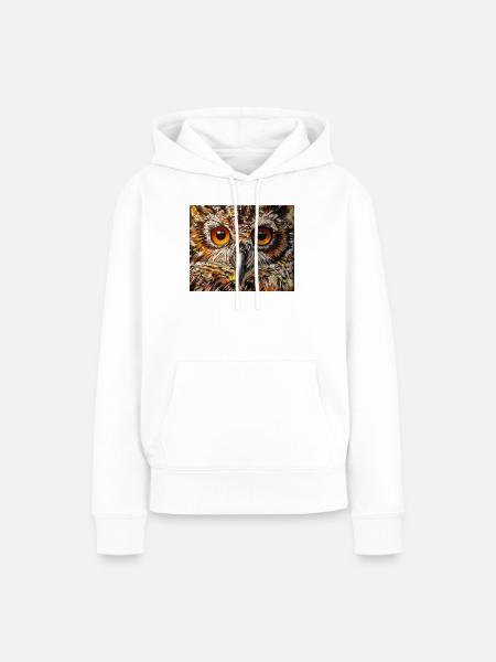 Wise Owl - Frauen Premium Bio Hoodie - Weiß