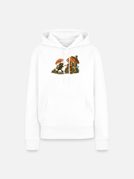 Pilzpost im Regen - Frauen Premium Bio Hoodie - Weiß