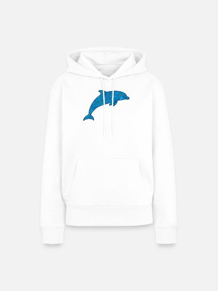 Delfin_blau - Frauen Premium Bio Hoodie - Weiß