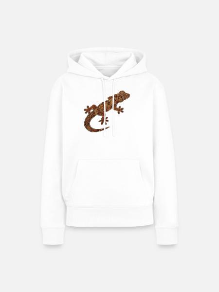 Gecko_braun - Frauen Premium Bio Hoodie - Weiß