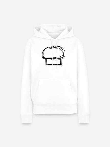 Kochmütze handgezeichnet - Frauen Premium Bio Hoodie - Weiß