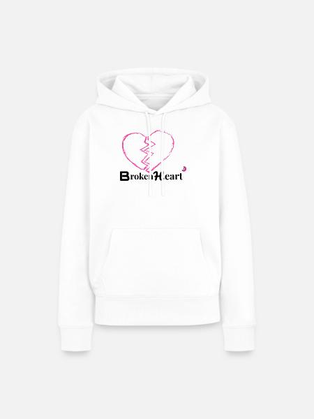 Zerbrochenes Herz Neon Pink - Frauen Premium Bio Hoodie - Weiß