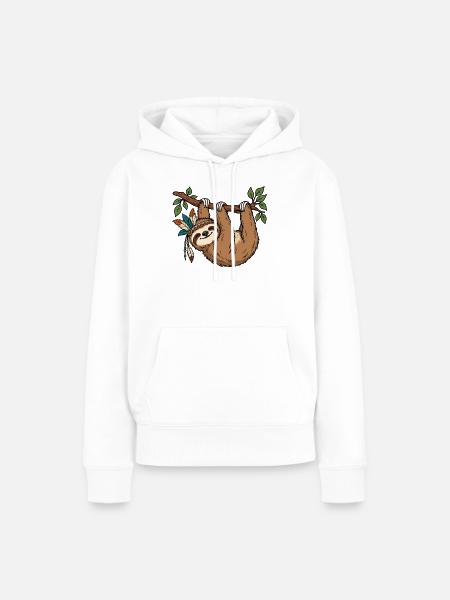 Faultier am Ast - Frauen Premium Bio Hoodie - Weiß