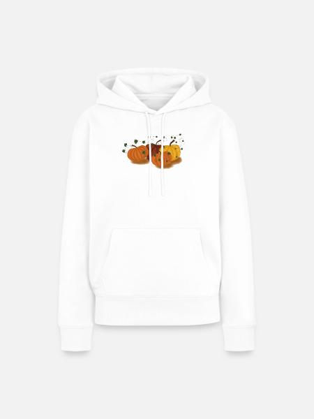 Herbstliche Kürbisranken Muster - Frauen Premium Bio Hoodie - Weiß