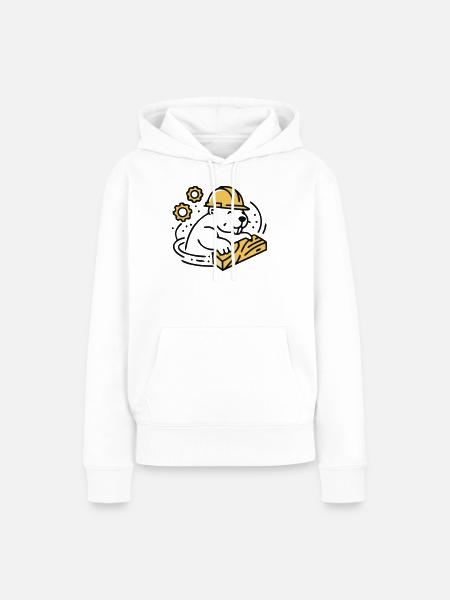 Biber Bauhelm Holz Grafik - Frauen Premium Bio Hoodie - Weiß