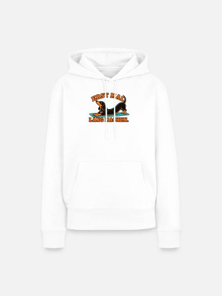 Erst Mal Lang Machen – Dackel Dehnung - Frauen Premium Bio Hoodie - Weiß