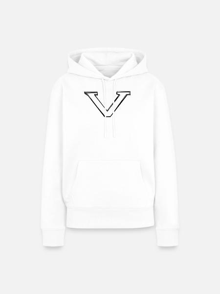 Kleinbuchstabe v handgezeichnet - Frauen Premium Bio Hoodie - Weiß