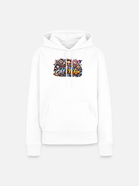 Katzenteam: Weltraummission Candy - Frauen Premium Bio Hoodie - Weiß