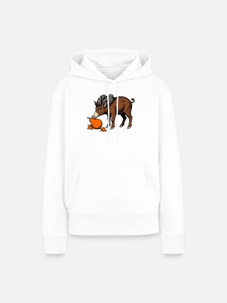 Wildschwein an der Birne - Frauen Premium Bio Hoodie - Weiß